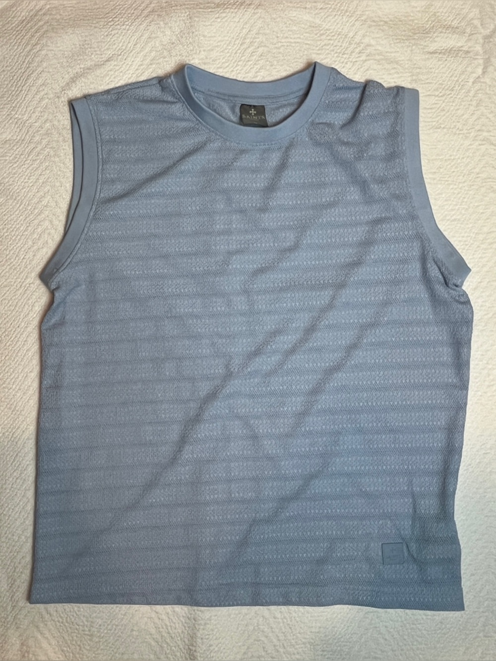 Saints Studio Blue Sleeveless Mens Knit Top Workout Gym Summer